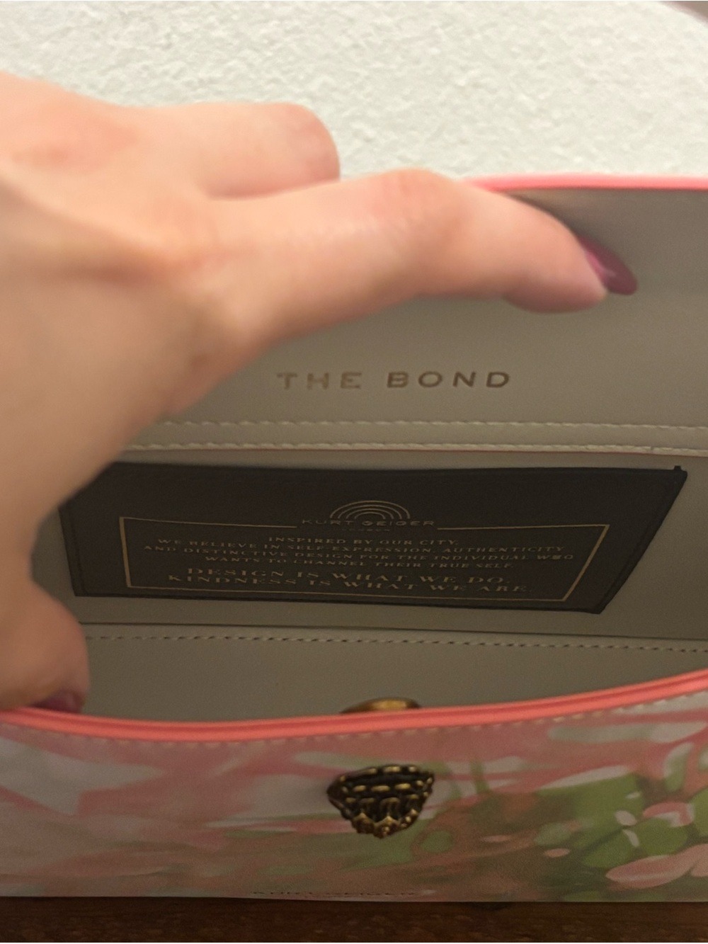 Kurt Geiger Pastel Pink & Green Floral Leather Shoulder Bag w/ additional strap - Picture 8 of 10